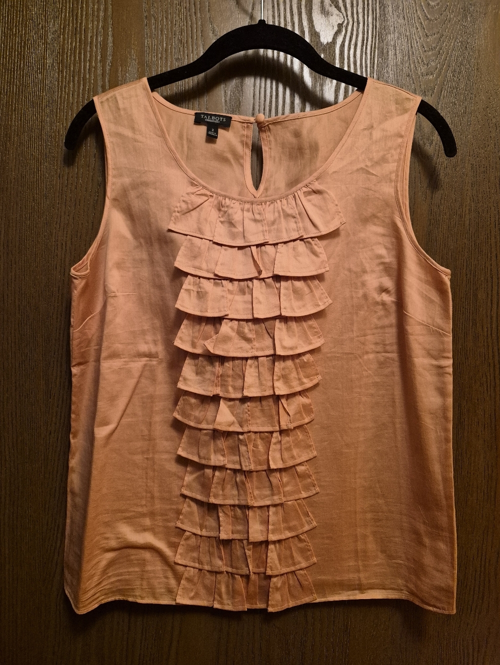 Talbot's 100% Cotton Peach Ruffle Front Sleeveless Camisole Size 2 Pristine!